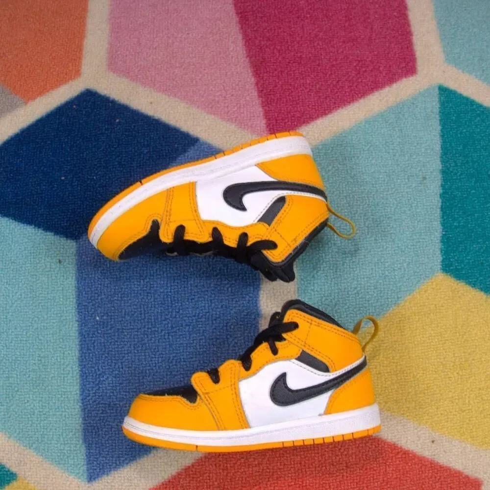 Air Jordan 1 Mid Toddler 'Reverse Yellow Toe'‎ - 640735 701 Size 8C